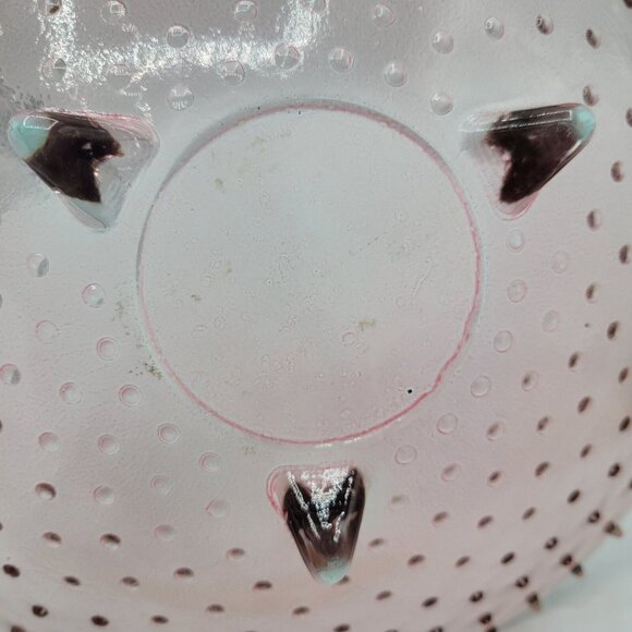 Vintage Footed Light Cranberry Centerpiece Bowl Hobnail Boho Fall Cape Cod - Picture 6 of 10